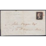 STAMPS : PENNY BLACK COVER : Plate 1a lettered (NL) fine four margin example of part wrapper,