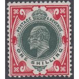 GREAT BRITAIN STAMPS : 1912 1/- Green and Carmine, superb unmounted mint example,