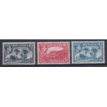 STAMPS MONTSERRAT 1938-48 2/6, 5/- & 10/-, M/M SG 109, 110a & 111.