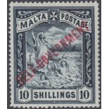 STAMPS MALTA 1922 10/- blue-black with "Self-Government" opt, lightly M/M, SG 105.