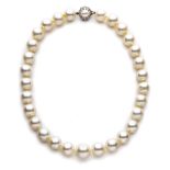 SOUTH SEA CULTURED PEARL AND DIAMOND NECKLACE