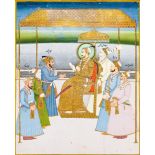 A PORTRAIT OF THE EMPEROR MUHAMMAD SHAH WITH HIS COURTIERS, LUCKNOW OR MURSHIDABAD, MID