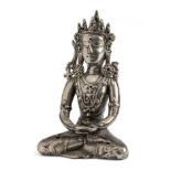 Ⓦ A SILVER ALLOY FIGURE OF A KUNZANG AKOR, TIBET, 15TH / 16TH CENTURY
