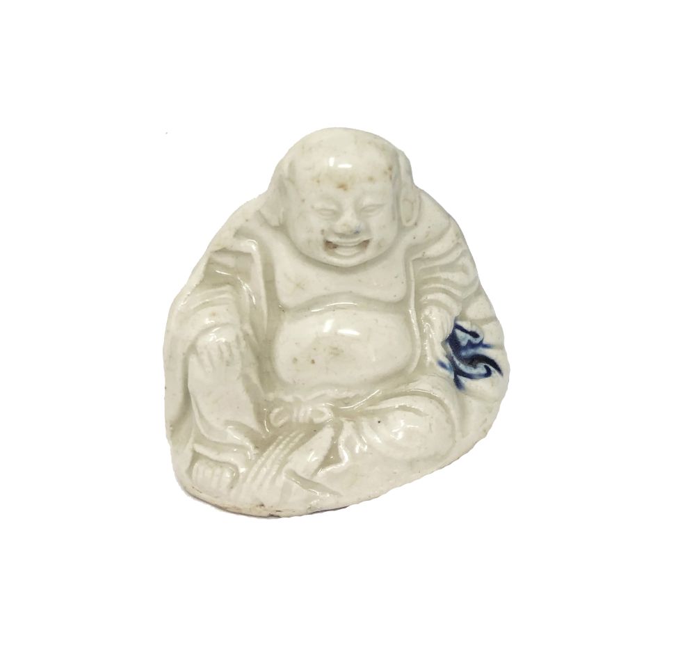 A CHINESE SOFT PASTE FIGURE OF BUDAI, PERHAPS 18TH CENTURY