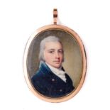 ˜A PORTRAIT MINIATURE OF A GENTLEMAN, ENGLISH SCHOOL, CIRCA 1800