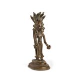 A BRONZE ATTENDANT FIGURE, HIMACHAL PRADESH, 18TH CENTURY