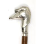 Ⓦ A SILVER MOUNTED 'DUCK HEAD' CANE, MAKER'S MARK MC, SHEFFIELD, 2001