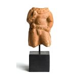 A TERRACOTTA MALE TORSO, KUSHAN OR GUPTA, CENTRAL INDIA, 3RD