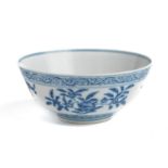 A CHINESE BLUE AND WHITE 'SANDUO' BOWL, GUANGXU MARK AND PROBABLY OF THE PERIOD (1875