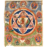 A SMALL MANDALA THANG-KA, TIBET, 19TH CENTURY