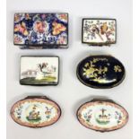 A GROUP OF SIX ENAMEL SNUFF BOXES