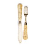 ˜A SET OF SIX EDWARDIAN SILVER AND IVORY FISH KNIVES AND SIX FORKS, JAMES DIXON & SONS LTD., SHEFFIE