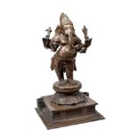 Ⓦ A LARGE BRONZE FIGURE OF GANESHA, SOUTH INDIA, 20TH CENTURY