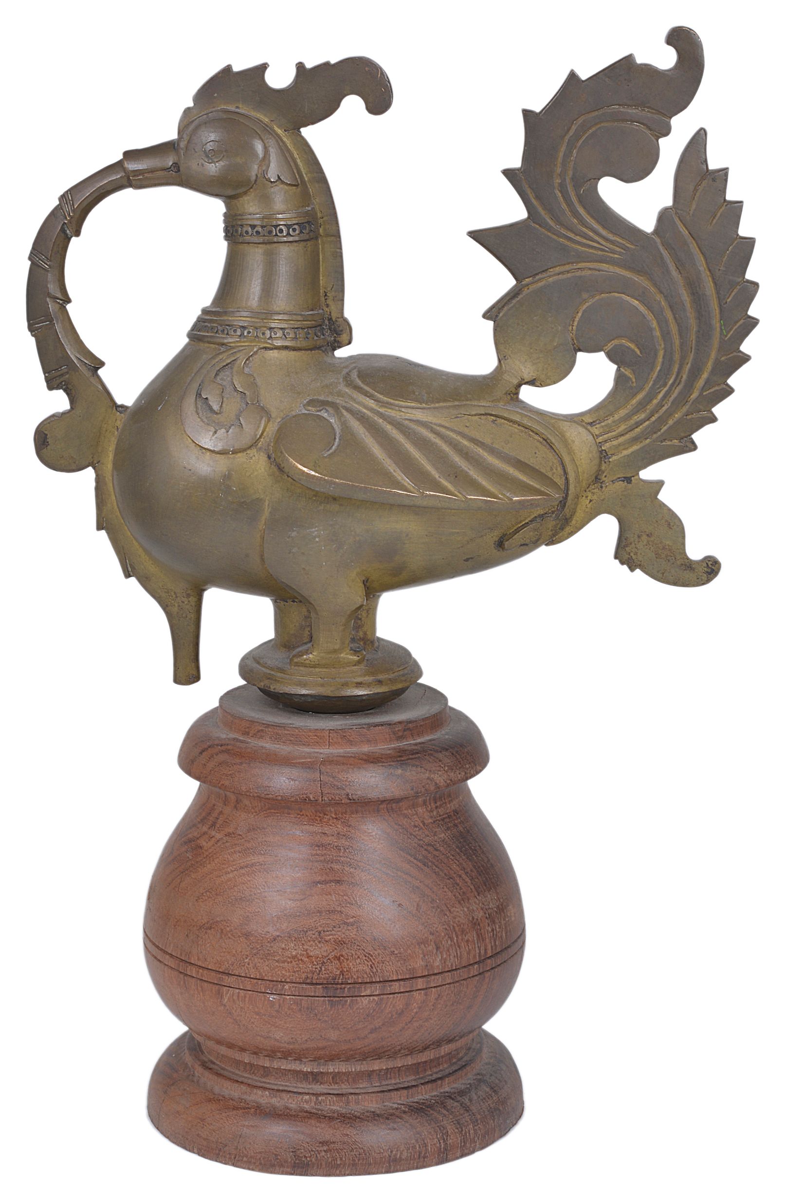 A LARGE CAST BRASS FIGURE OF A HAMSA, SOUTHERN INDIA, 19TH CENTURY