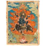 A THANG-KA DEPICTING A DHARMAPALA, TIBET, 18TH / 19TH CENTURY