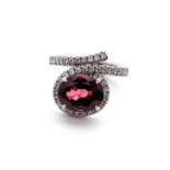 RED SPINEL, DIAMOND AND PLATINUM DRESS RING, BOODLE & DUNTHORNE