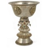 Ⓦ A TIBETAN SILVER BUTTER LAMP, 19TH CENTURY