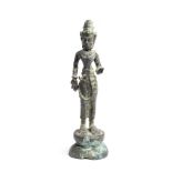 A SRIVIJAYA LEAD ALLOY FIGURE OF A BODHISATTVA, SUMATRA, INDONESIA, 7TH/8TH CENTURY