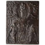 □ A BRONZE PLAQUETTE OF THE CROWNED VIRGIN AND CHILD IN HEAVEN, SPANISH OR ITALIAN, 17TH CENTURY