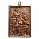 □ A BRONZE PLAQUETTE OF CHRIST IN THE CARPENTER~S SHOP, PROBABLY NETHERLANDISH, LATE 16TH CENTURY