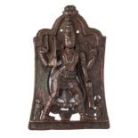 A BRONZE VIRABHADRA PLAQUE, DECCAN, SOUTHERN INDIA, 17TH/18TH CENTURY