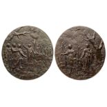 □ A PAIR OF BRONZE ROUNDELS, FRENCH OR SOUTH GERMAN, 17TH CENTURY