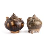 TWO KHMER LIDDED POTS, CAMBODIA, CIRCA 12TH CENTURY