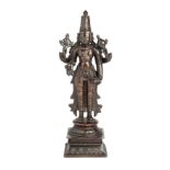 A BRONZE FIGURE OF VISHNU, TAMIL NADU, SOUTH INDIA, CIRCA 1600