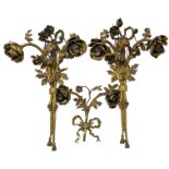 A SET OF THREE GILT-METAL ELECTRIC WALL SCONCES, CONTINENTAL, EARLY 20TH CENTURY