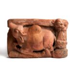 A GUPTA TERRACOTTA RELIEF DEPICTING A BULL, PROBABLY NANDI, NORTHERN INDIA, CIRCA 5TH CENTURY