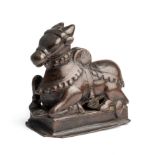 A BRONZE FIGURE OF NANDI BULL, SOUTH INDIA, 16TH/17TH CENTURY