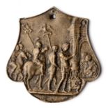 □ A BRONZE PLAQUETTE OF MUCIUS SCAEVOLA, MASTER IO.F.F., PROBABLY EARLY 16TH CENTURY