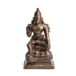 A BRONZE FIGURE OF A DEITY, PROBABLY SIVA DAKSHINAMURTI, TAMIL NADU, SOUTH INDIA, CIRCA 17TH CENTURY