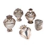 FOUR SCANDINAVIAN SILVER ~HOVEDVANDSAEG~ (VINAIGRETTES OR SPICE BOXES), PROBABLY DANISH, 18TH / 19TH