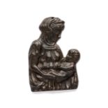 □ A BRONZE SILHOUETTE PLAQUE OF THE VIRGIN AND CHILD, AFTER DONATELLO, FLORENCE OR PADUA, MID 15TH C