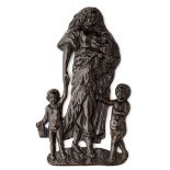 □ A BRONZE SILHOUETTE PLAQUETTE OF CHARITY, FLEMISH, 17TH CENTURY