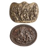 □ A BRONZE PLAQUETTE OF A BATTLE SCENE, NETHERLANDISH SCHOOL, PROBABLY 17TH CENTURY