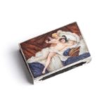 AN AUSTRIAN SILVER AND ENAMEL MATCHBOX HOLDER, VIENNA, CIRCA 1900