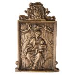□ A BRONZE PAX OF THE MADONNA AND CHILD, ITALIAN, PROBABLY 16TH CENTURY