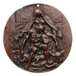 □ A BRONZE ROUNDEL OF THE PIETA, PROBABLY GERMAN OR FLEMISH 17TH CENTURY