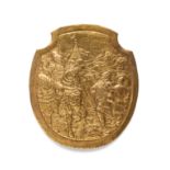 □ A COPPER-GILT RELIEF CARTOUCHE, GERMAN, 16TH CENTURY