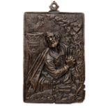 □ A BRONZE PLAQUETTE OF ST PETER REPENTING, PROBABLY NETHERLANDISH, LATE 16TH CENTURY
