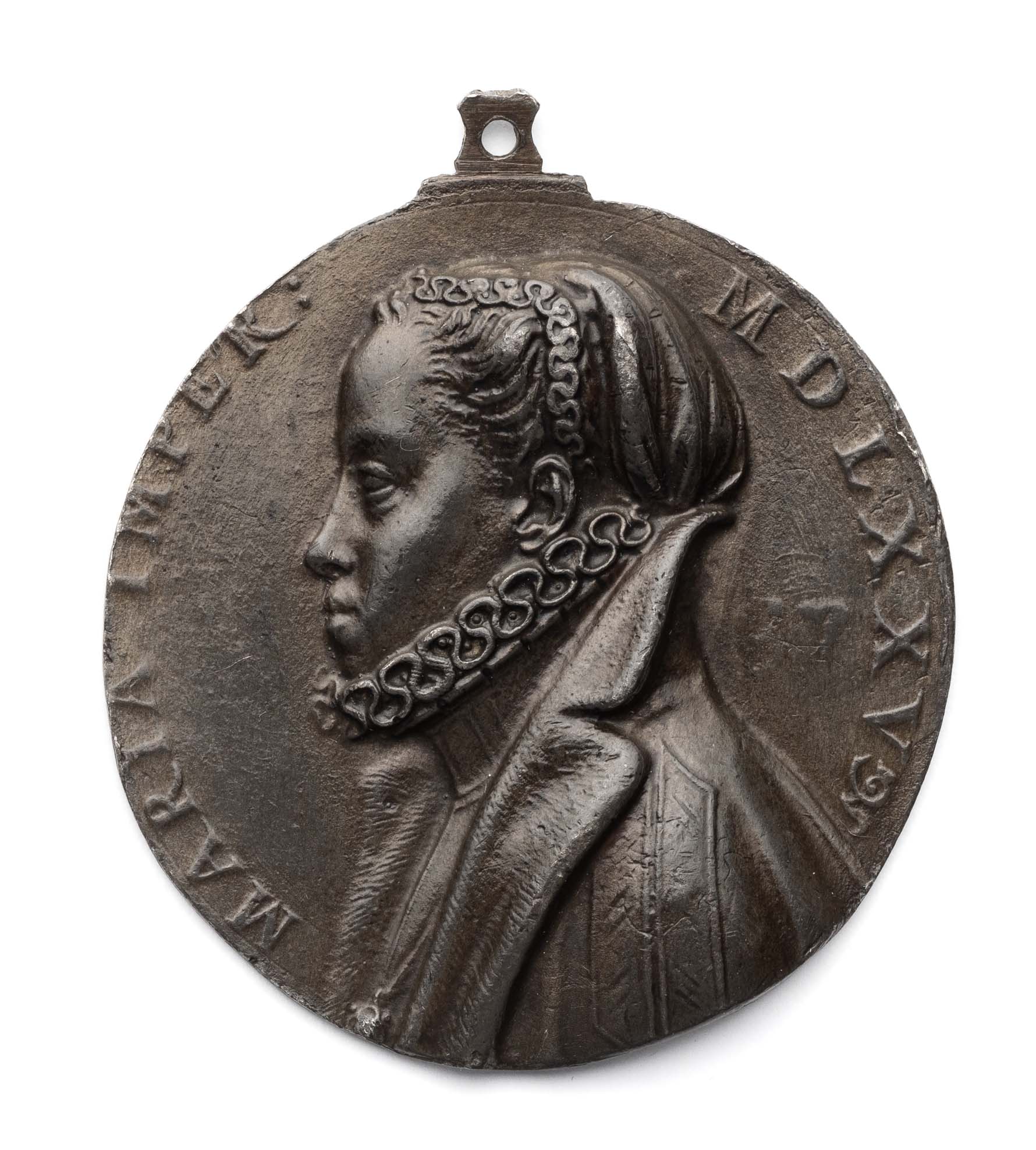 □ A SMALL MEDAL OF MARIA OF AUSTRIA, AFTER ANTONIO ABONDIO (1538-1591), 18TH / 19TH CENTURY