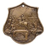 □ A BRONZE PLAQUETTE DEPICTING HORATIUS COCLES DEFENDING THE BRIDGE, MASTER IO.F.F., PROBABLY EARLY