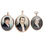 ˜THREE PORTRAIT MINIATURES OF GENTLEMEN, ENGLISH SCHOOL, CIRCA 1800-1810