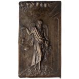 □ A RECTANGULAR BRONZE PLAQUETTE OF THE PERSONIFICATION OF TIME, ITALIAN, LATE 16TH CENTURY