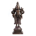 A BRONZE FIGURE OF VISHNU, TAMIL NADU, SOUTH INDIA, CIRCA 18TH CENTURY