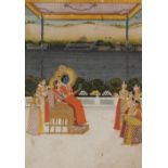 RADHA AND KRISHNA LISTENING TO A MUSIC RECITAL, PROVINCIAL MUGHAL, 18TH CENTURY