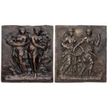 □ TWO ITALIAN BRONZE PLAQUETTES OF THE SEASONS, PROBABLY ROME, LATE 17TH CENTURY