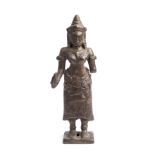 A KHMER BRONZE FIGURE OF PRAJNAPARAMITA, CAMBODIA, CIRCA 12TH CENTURY